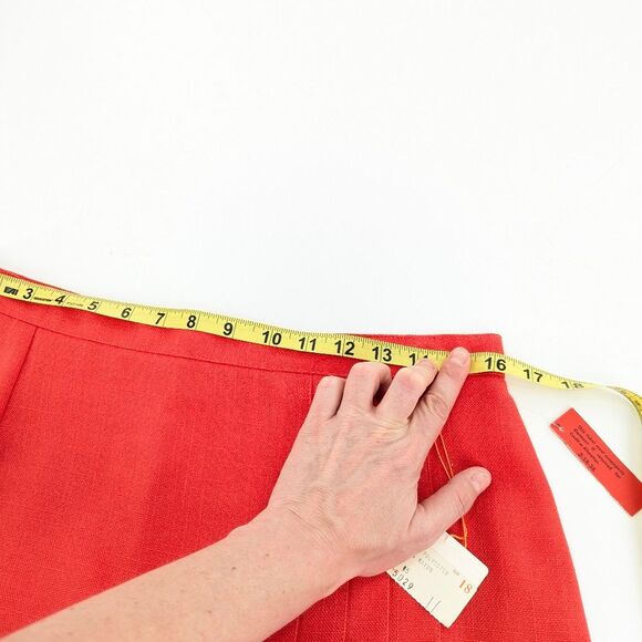 Prestige Of Boston Vintage Retro Mod Red Pleated A-Line Midi Skirt Size 18 - Picture 6 of 11